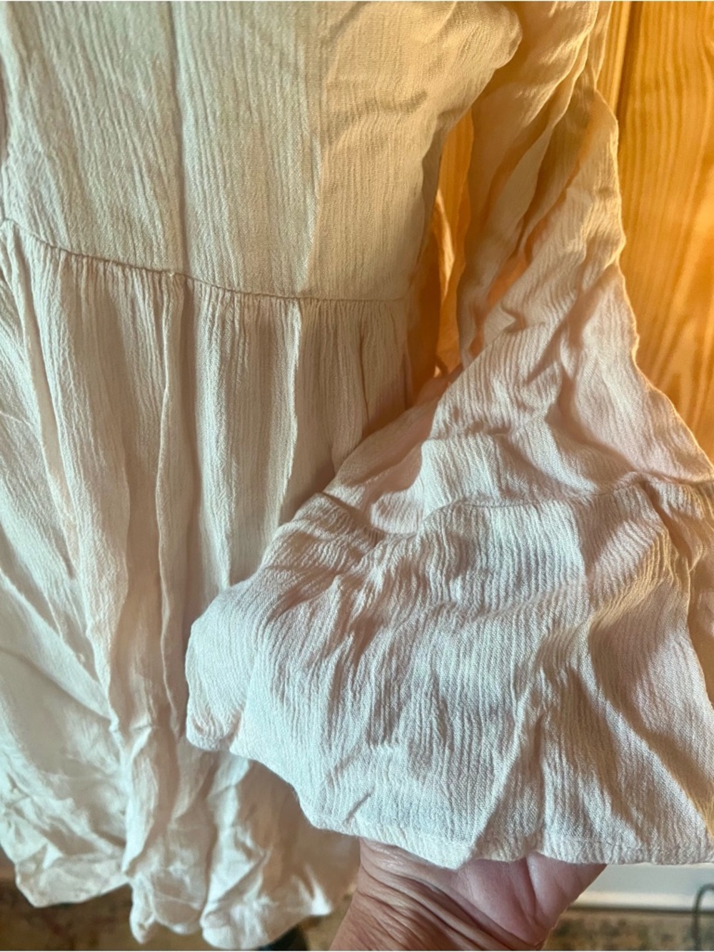 🦅🌺American Eagle Outfitters Cream Lace-Yoke Bell Sleeve Tunic🌺🦅 - Picture 6 of 12